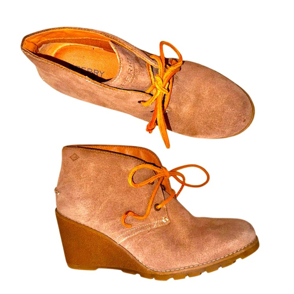 SPERRY Stella Prow booties SUEDE wedge boots women’s shoes size 8.5